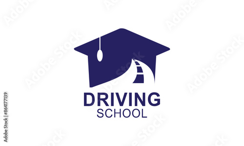 Driving school logo template. Steering wheel logo