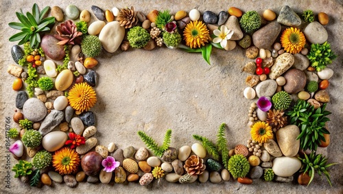 Nature-inspired typography and lettering art using various stones and flora , nature, script, typography, lettering, art photo