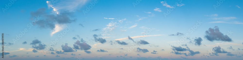 Panorama blue sky with clouds on a sunny day. Panorama blue sky with clouds on a sunny day.