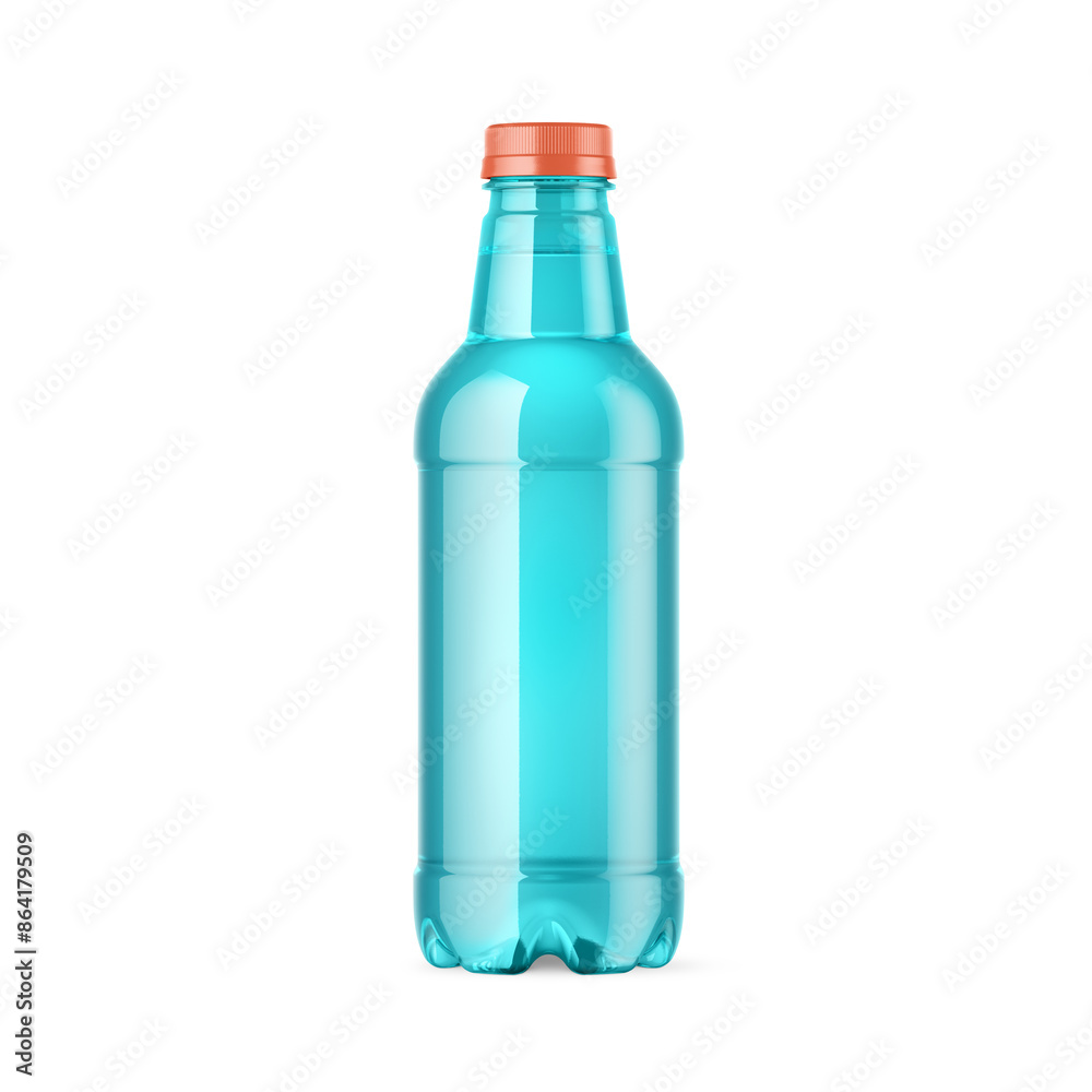 Mineral water in blank plastic bottle with cap on white background Mineral water in blank plastic bottle with cap on white background