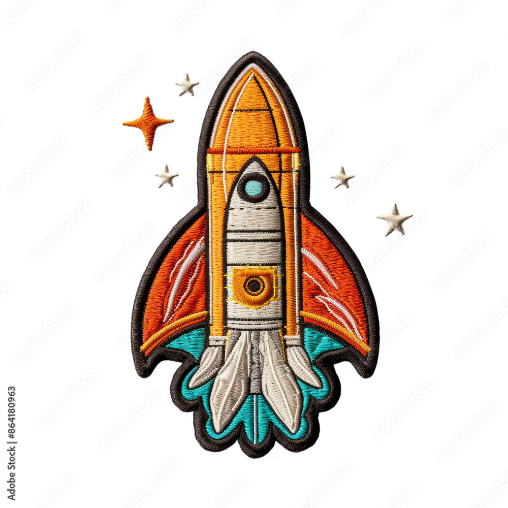 embroidered rocket patch badge image isolated on white embroidered rocket patch badge image isolated on white