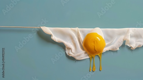 Dripping Egg Yolk Mural in Cartoon Street Art Style