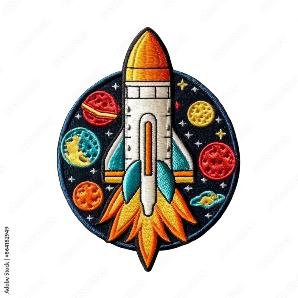 embroidered rocket patch badge image isolated on white embroidered rocket patch badge image isolated on white