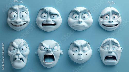 a collection of faces with various expressions. Generated AI