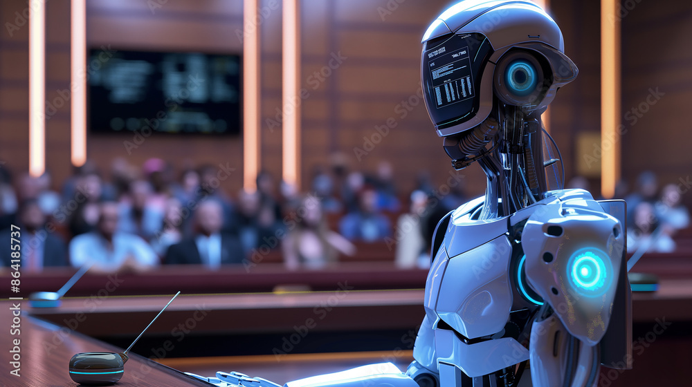 AI Robot Presenting in Modern Courtroom
AI Robot Presenting in Modern Courtroom