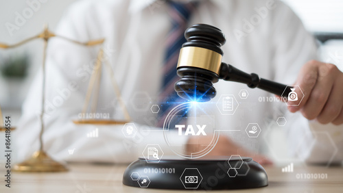 Tax deduction planning concept, expenses, accounting, value added tax, income tax and property tax.Labor Law. Lawyer Attorney at law.