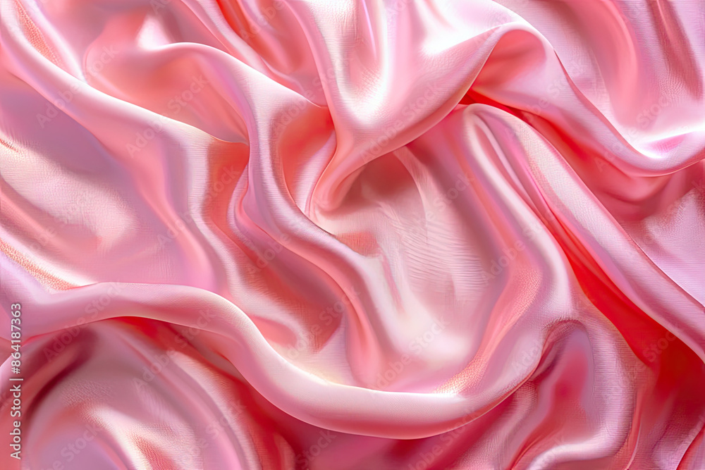 Fototapeta premium Pink silk fabric with pleats.