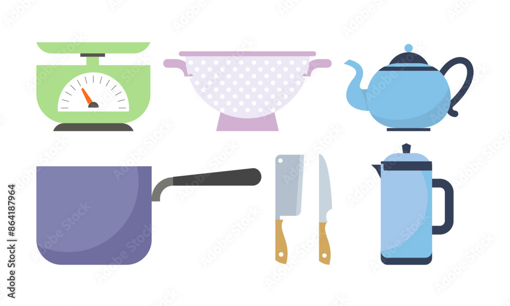 Obraz premium Set of kitchen equipment icon logo