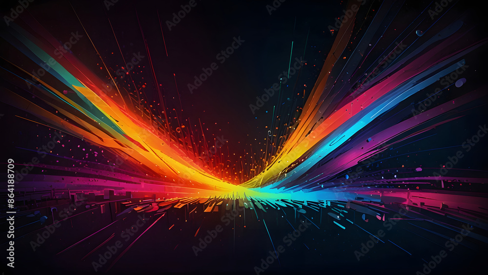 Fototapeta premium An entrancing audio visualizer pulses with vibrant neon glows on a dark, abstract background, creating an immersive experience for the viewer.