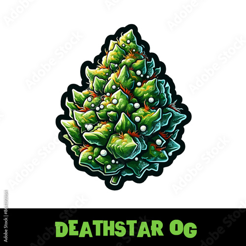 Vector Illustrated Deathstar OG Cannabis Bud Strain Cartoon photo