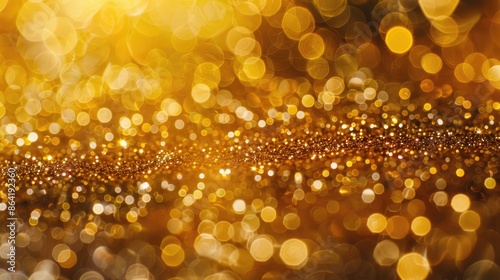 A gold background with many small gold circles. The circles are blurry and overlapping © SY