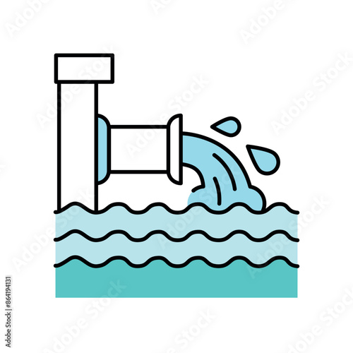 Drainage water system line color icon. Sign for web page, mobile app,