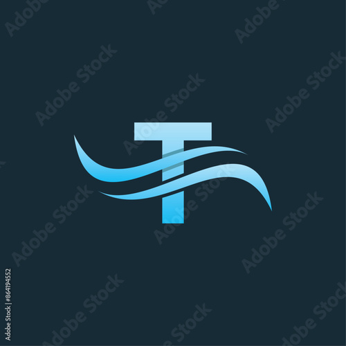 Initial T Wave Ocean Simple Business Icon Design Logo