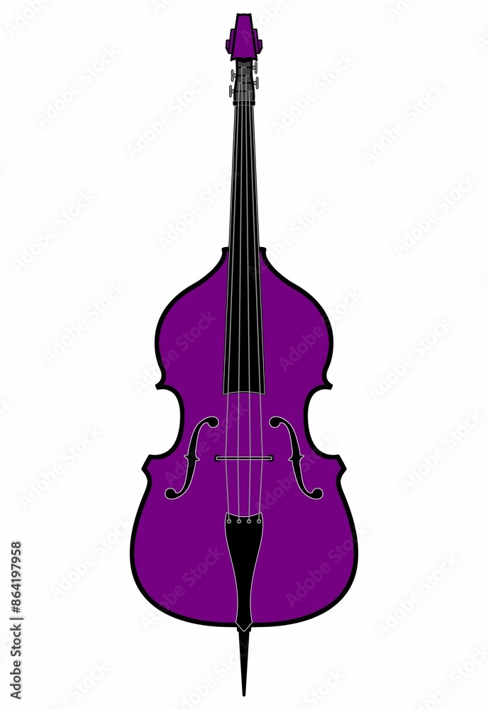 Fototapeta premium Purple stand up bass illustration. Concert/event poster, flyer, background etc. Design element for notices, announcements, posters, flyers, handbills, stationery, websites & more.