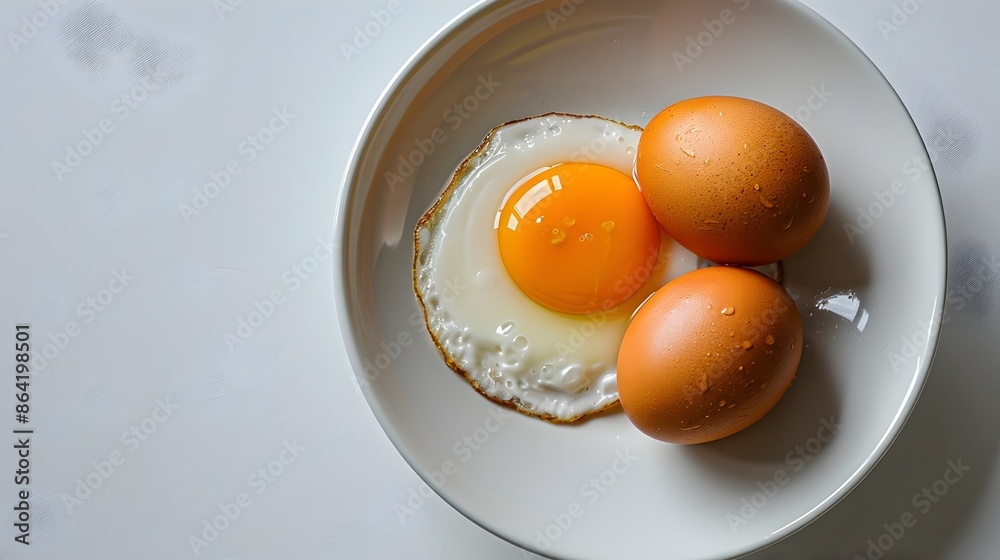 Fried Eggs on a Plate - Delicious Breakfast Protein Fried Eggs on a Plate - Delicious Breakfast Protein