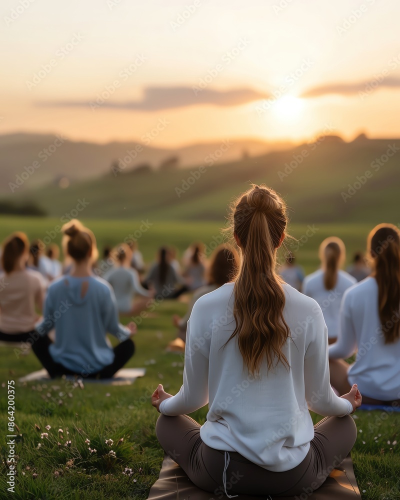 People practicing yoga in a serene outdoor setting at sunset, promoting relaxation and mindfulness amidst nature's tranquility. People practicing yoga in a serene outdoor setting at sunset, promoting relaxation and mindfulness amidst nature's tranquility.