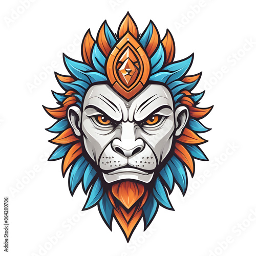 colorful ancient human mascot