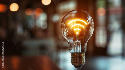 Creative Glowing Light Bulb Concept in a Vintage Setting