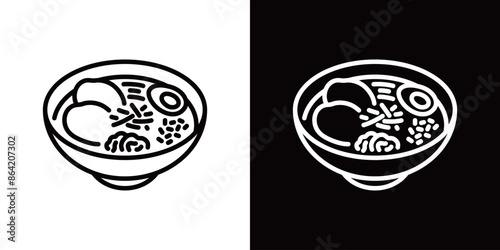 シンプルなとんこつラーメンのラインアイコン