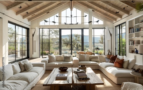 Farmhouse country home interior design of modern living