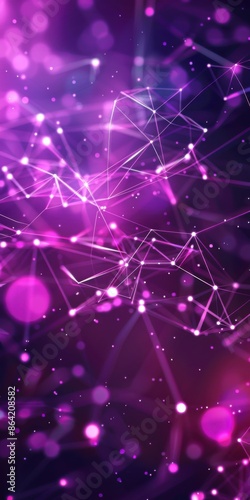 Elegant Purple Network with Flowing Digital Connections © Sergey