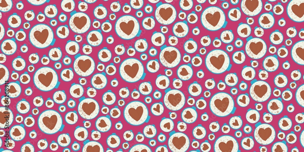 Seamless pattern with coffee cups and heart abstract
design for summer and spring for fabric banners textile paper and print Seamless pattern with coffee cups and heart abstract
design for summer and spring for fabric banners textile paper and print