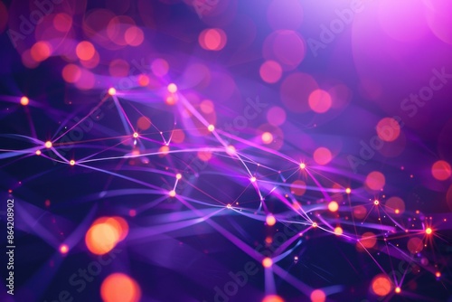 Elegant Purple Network with Flowing Digital Connections photo