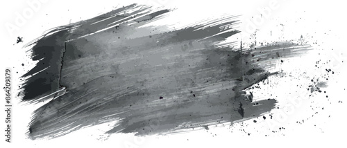 Isolated frame hand-drawn by brush for design in gray watercolor stains on a paper base. Abstract background.