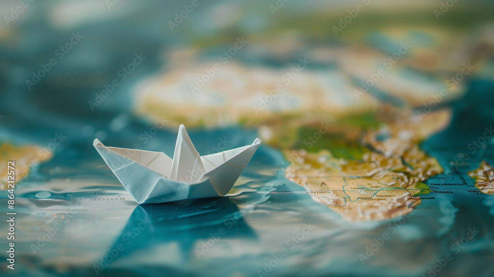 Paper boat in water. Paper boat in water.