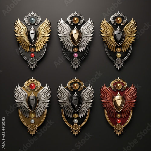 Asset of shield on dark background, Illustration