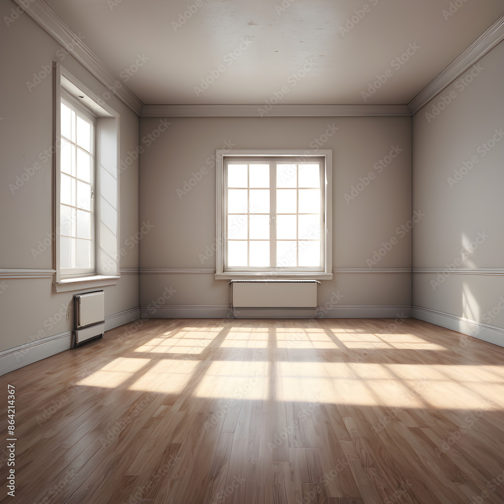Fototapeta premium Una habitación sin ningún tipo de decoración 