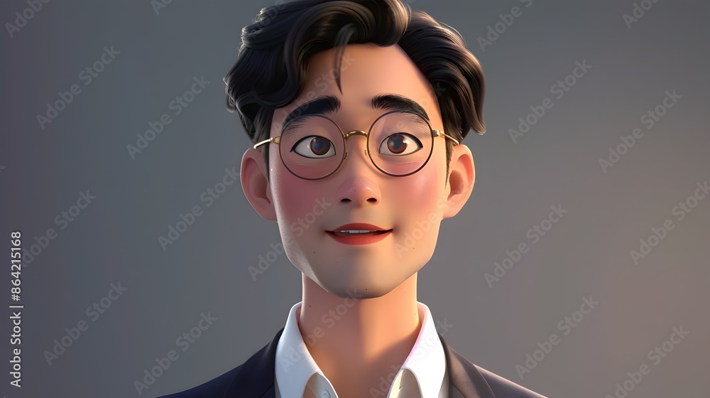 Cheerful Animated Businessman with Glasses Smiling Friendly Portrait Cheerful Animated Businessman with Glasses Smiling Friendly Portrait