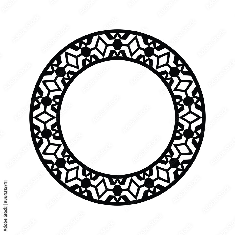 Ornamental pattern design circle frame. Ornamental Circular Knot Pattern. Border pattern design