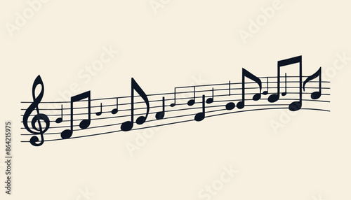 Minimalist Music Notes Icon in Flat Style