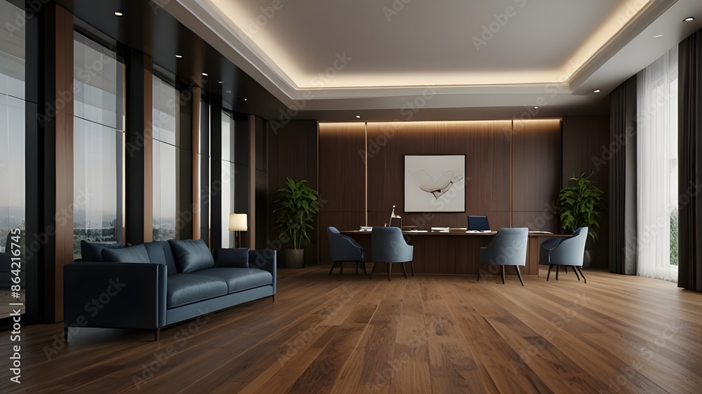 office interior with a waiting sofa and reception office interior with a waiting sofa and reception