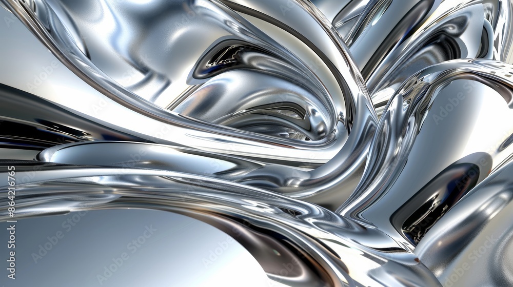 Fototapeta premium Futuristic Chrome Mural with Reflective Surface and Sleek Design