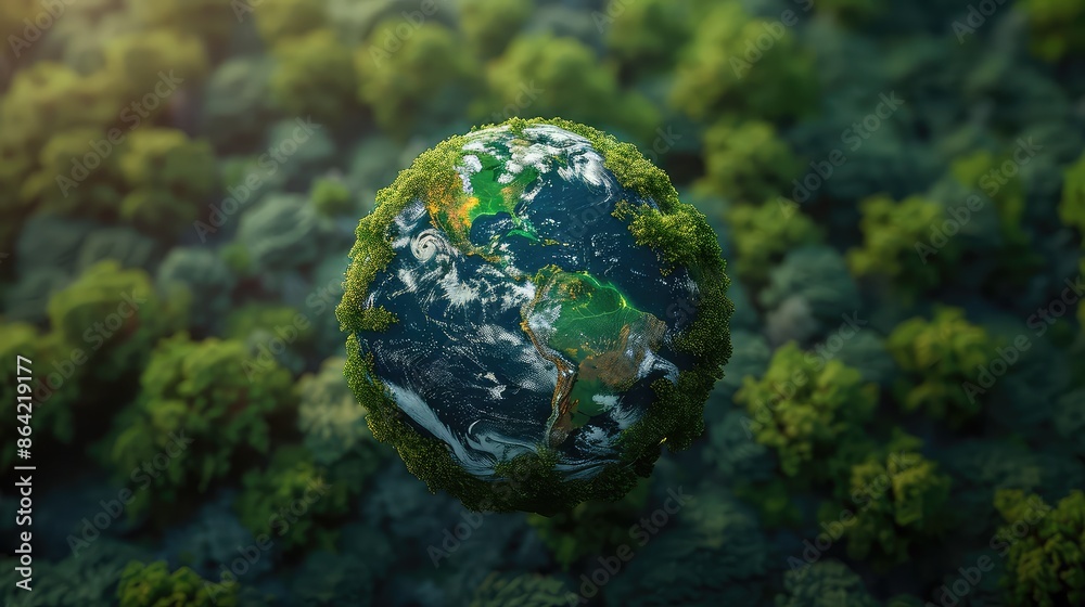 Aerial top view green forest with earth, Green planet in your hands, Save Earth Aerial top view green forest with earth, Green planet in your hands, Save Earth