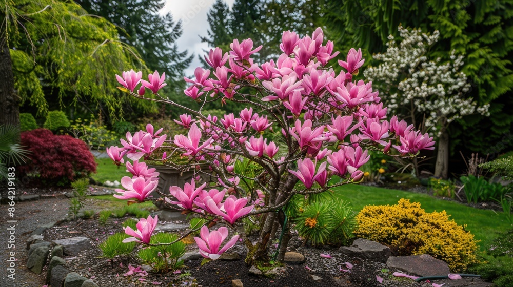 Star magnolia growing in a garden Star magnolia growing in a garden
