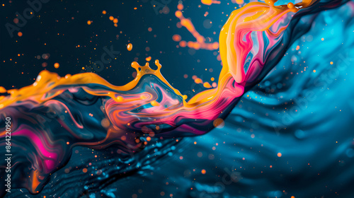 abstract watercolor background, multicolored paint splashes on black background ,Background mixed liquid paint colorful colors. luxury marble  ,textureMarble wallpaper oil slick watercolor  photo