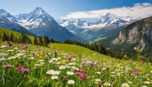 alpine meadow with wildflowers