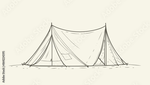 Modern Flat Style Illustration of Tent Camping