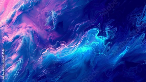 Abstract wallpaper with brushstrokes and a cobalt to cyan gradient backdrop