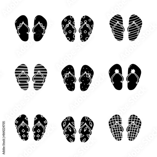 Flip flops hand drawn solid icon vector illustration