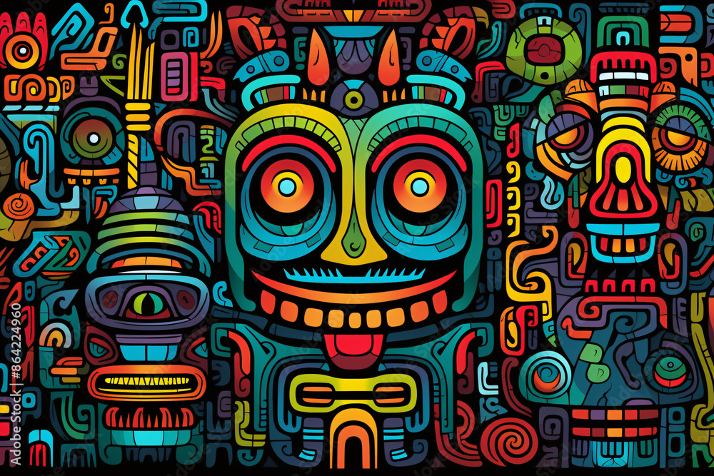 a colorful art of a face a colorful art of a face