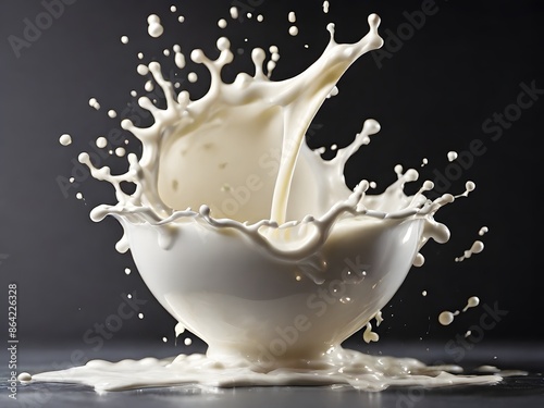 Glass of milk pouring from jug with a healthy breakfast  © Hp Pixels