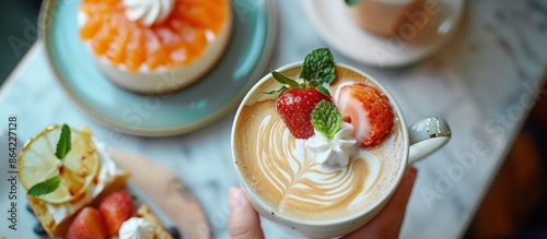 Coffee with Strawberry and Whipped Cream