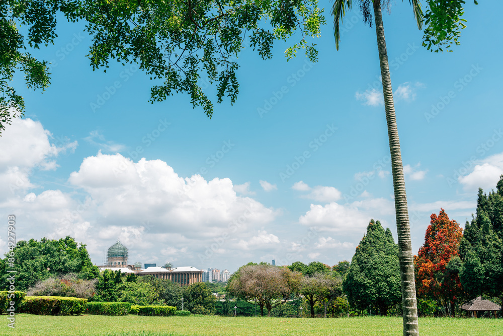 Taman Putra Perdana park and city view in Putrajaya, Malaysia