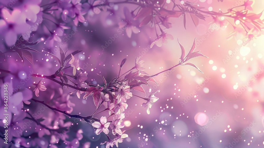 Serene abstract scene with cherry blossoms pink tones lavender to plum gradient background Serene abstract scene with cherry blossoms pink tones lavender to plum gradient background
