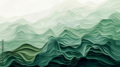 Fototapeta Naklejka Na Ścianę i Meble -  Flowing water patterns dark forest green to light jade gradient abstract wallpaper