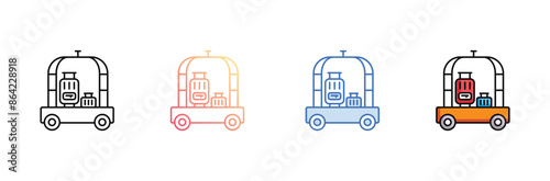 Luggage Cart icon design with white background stock illustration